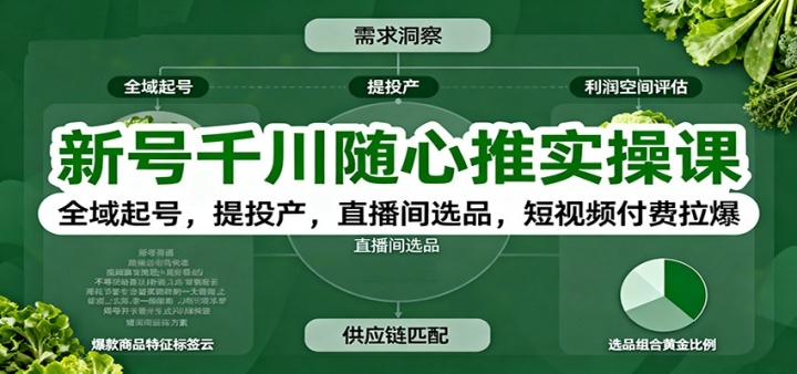 新号千川随心推实操课:全域起号,提投产,直播间选品,短视频付费拉爆