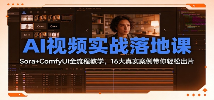 AI��Ƶʵս��ؿΣ�Sora+ComfyUIȫ���̽�ѧ��16����ʵ�����������ɳ�Ƭ